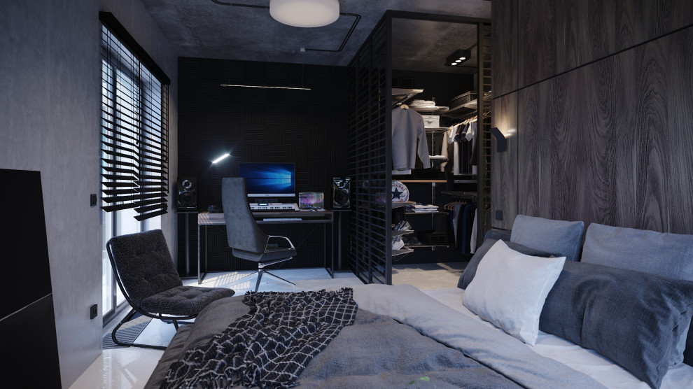 Интерьер квартиры в индустриальном стиле для холостяка