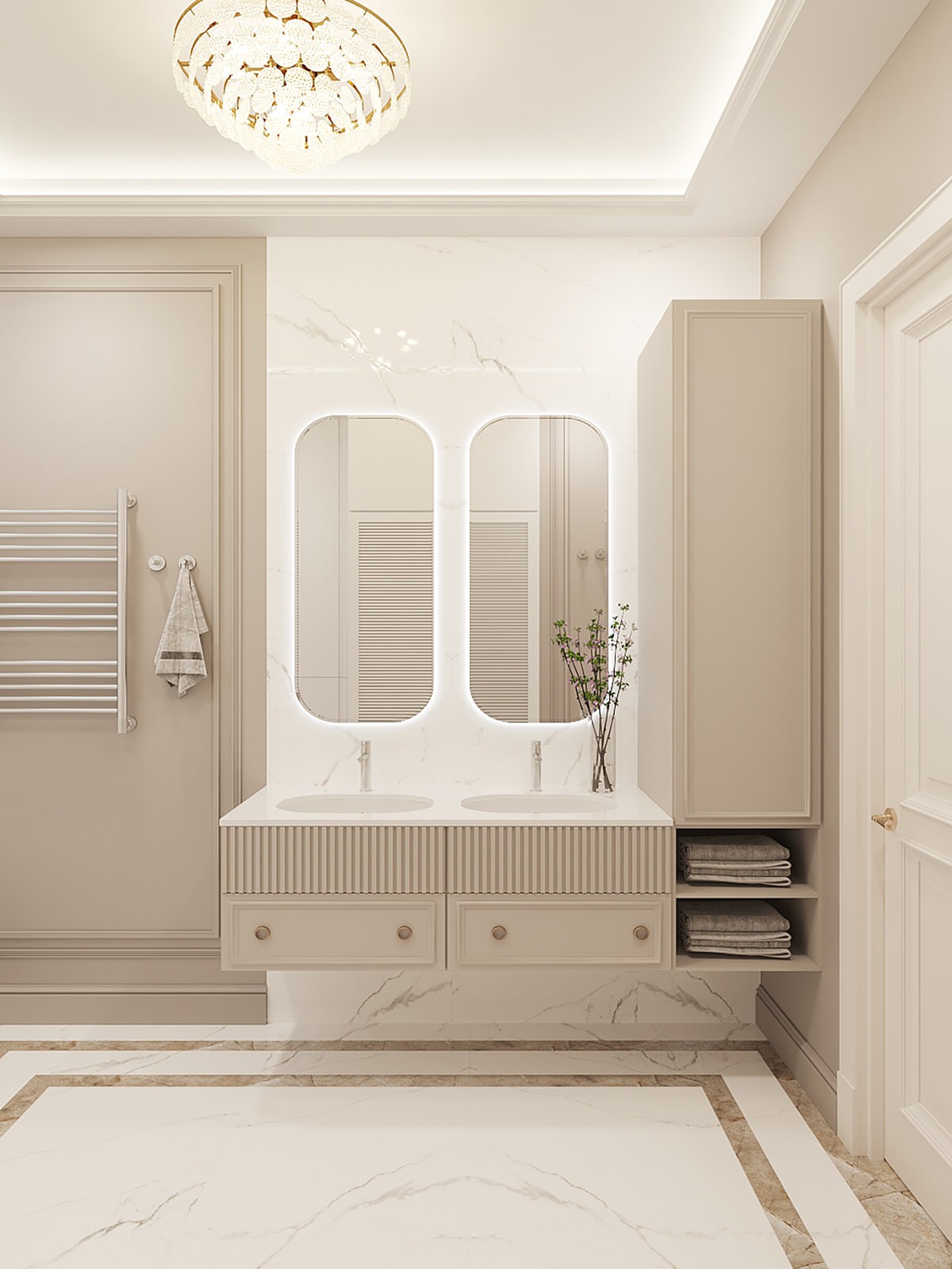 Интерьер в стиле неоклассика в РП ЗАРЕЧЬЕ 103 кв.м.