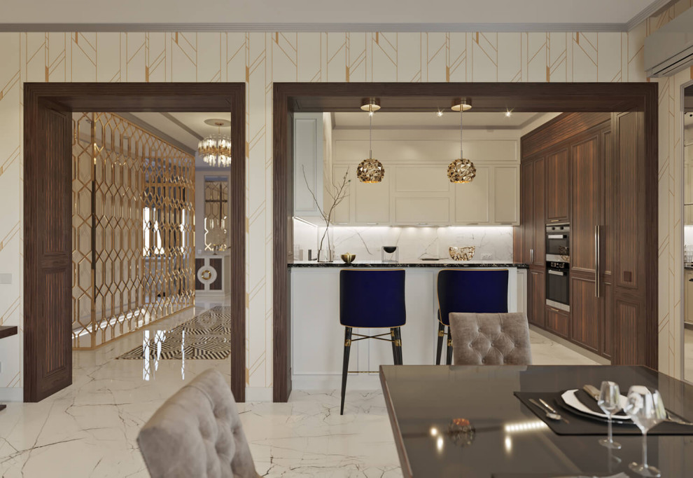 Дизайн интерьера одноэтажного жилого дома в стиле арт-деко