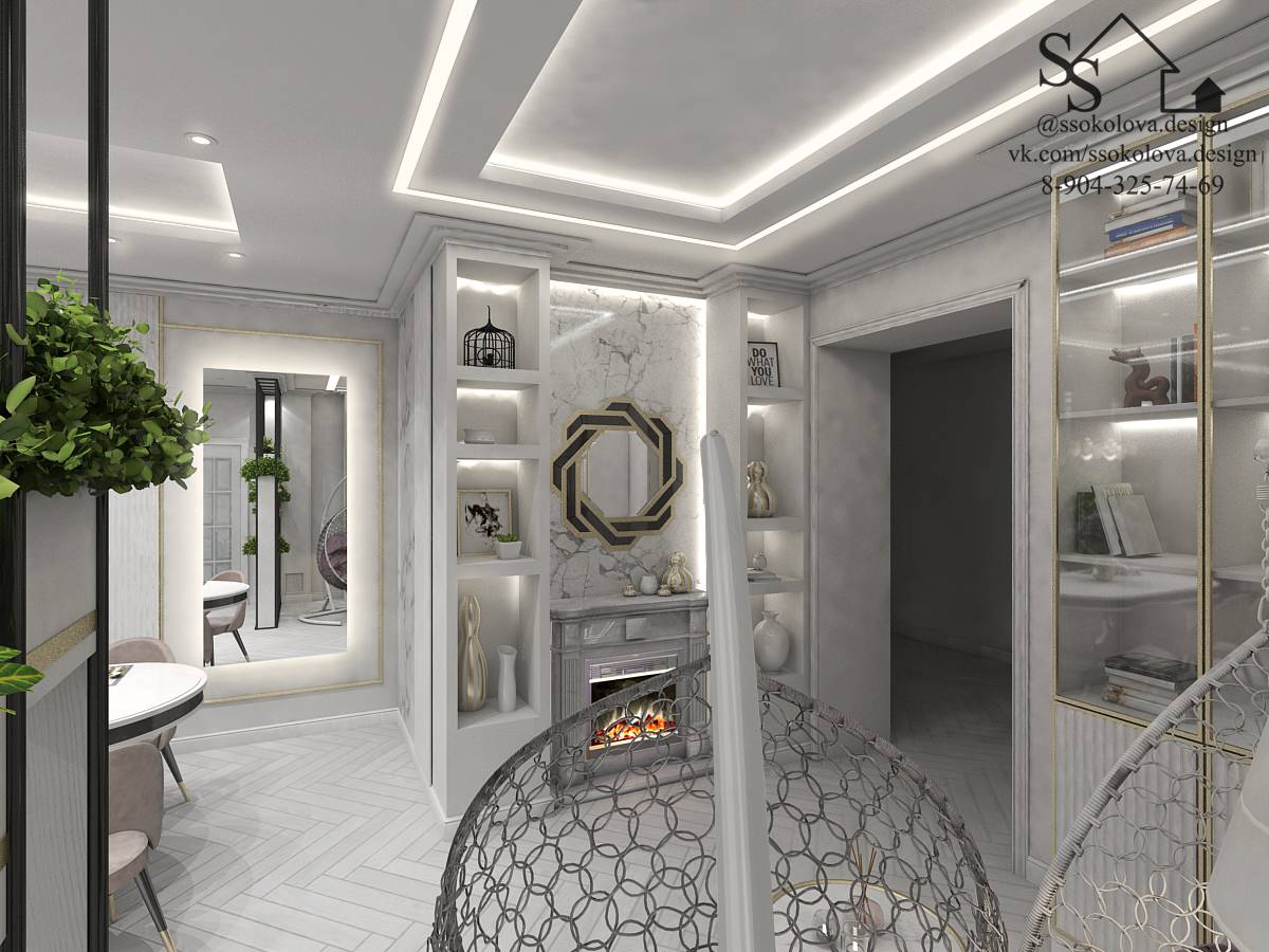 Кухня-гостиная в светлых тонах