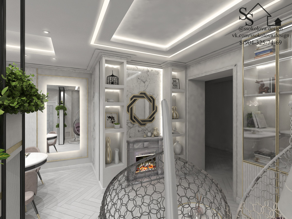 Кухня-гостиная в светлых тонах