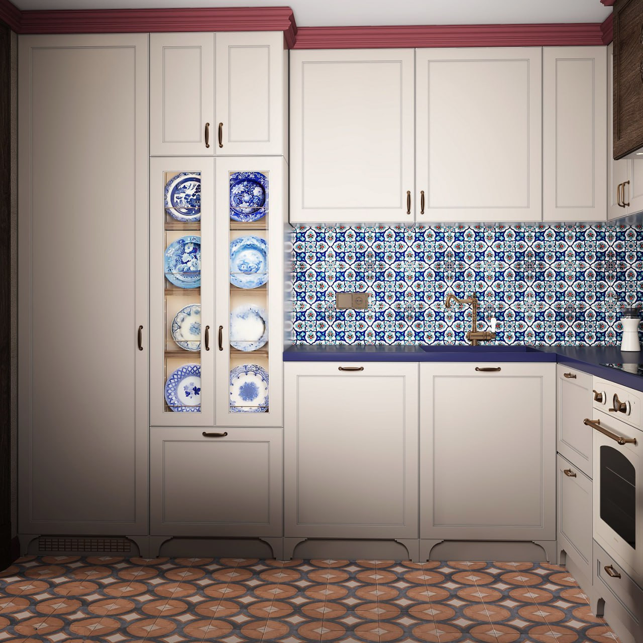 Обложка проекта: Кухня с богатыми текстурами и принтами