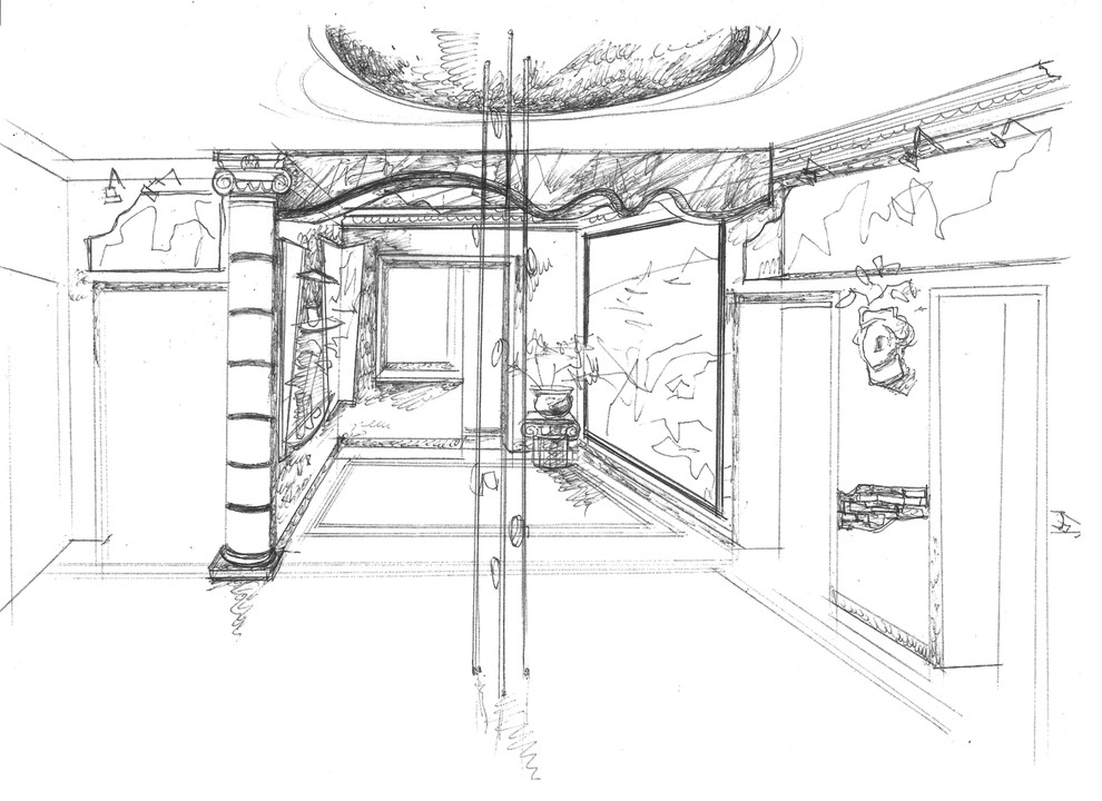 Эскизы от руки. Прихожая в квартире пивовара.