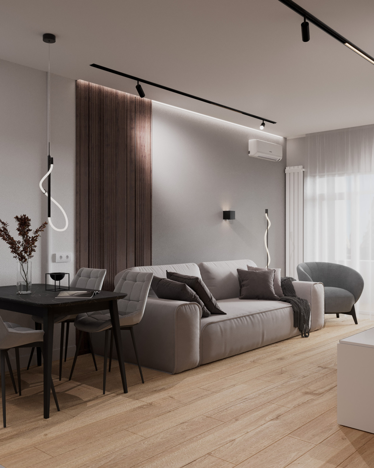 Обложка проекта: Евро однокомнатная квартира в монохромной гамме  в ЖК Московские кварталы