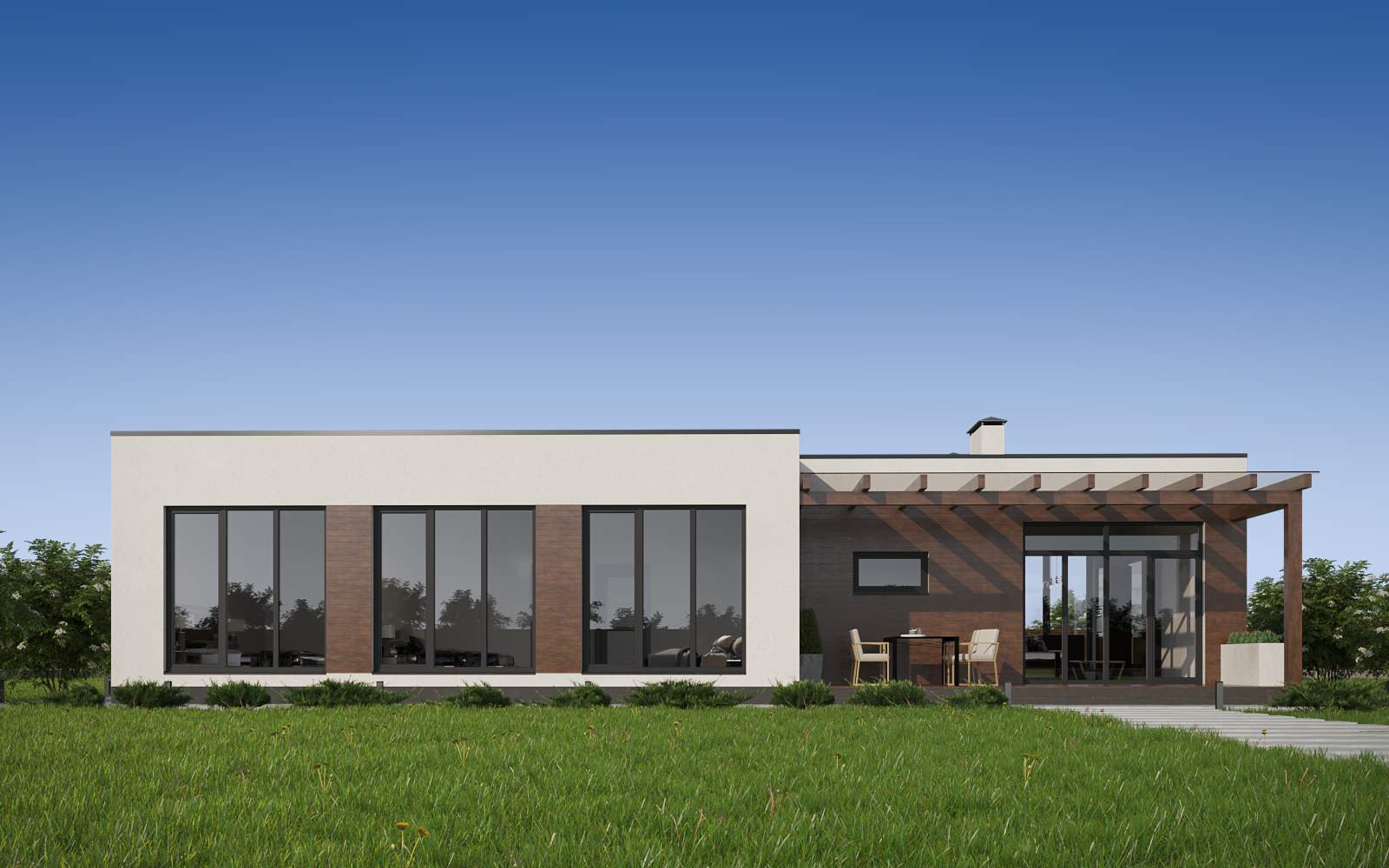 Индивидуальный жилой дом в современном стиле (120 м2)