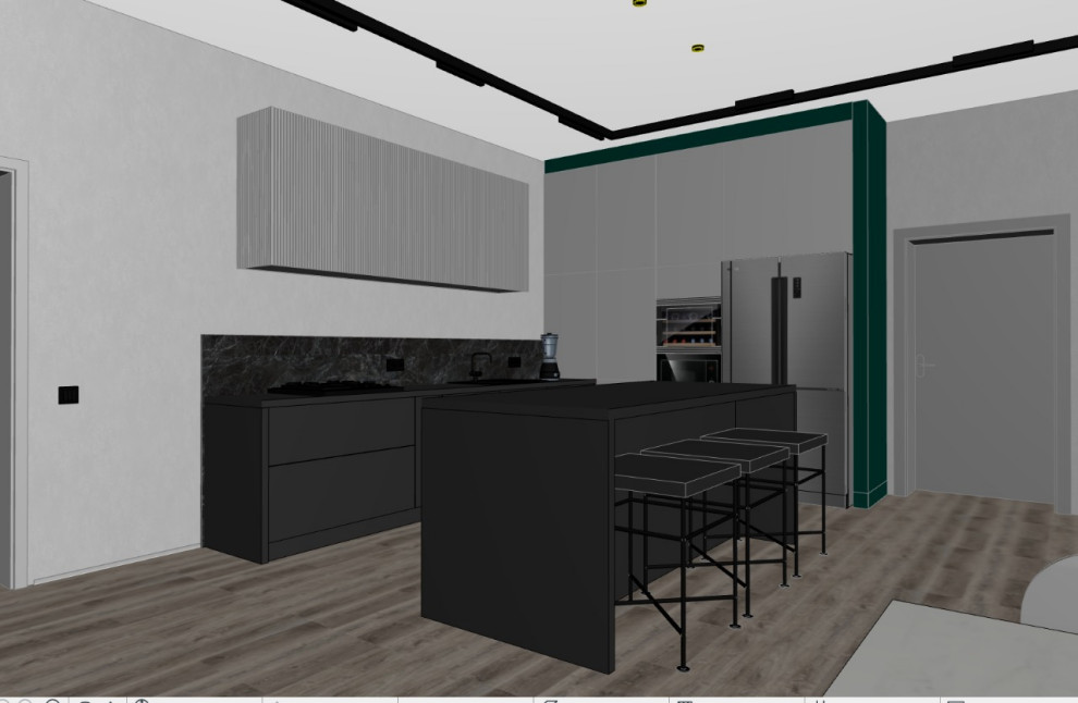 Дом 250 кв.м. Первый этаж: два с/у, гостиная с камином и кухня-столовая