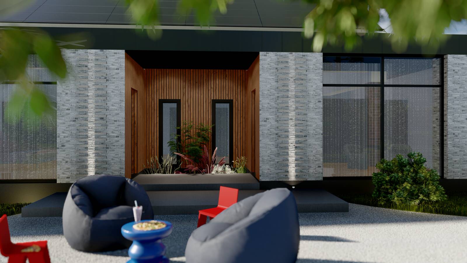 П-образный дом с внутренней террасой