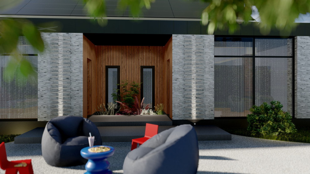 П-образный дом с внутренней террасой