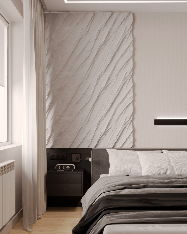 Евро однокомнатная квартира в монохромной гамме  в ЖК Московские кварталы