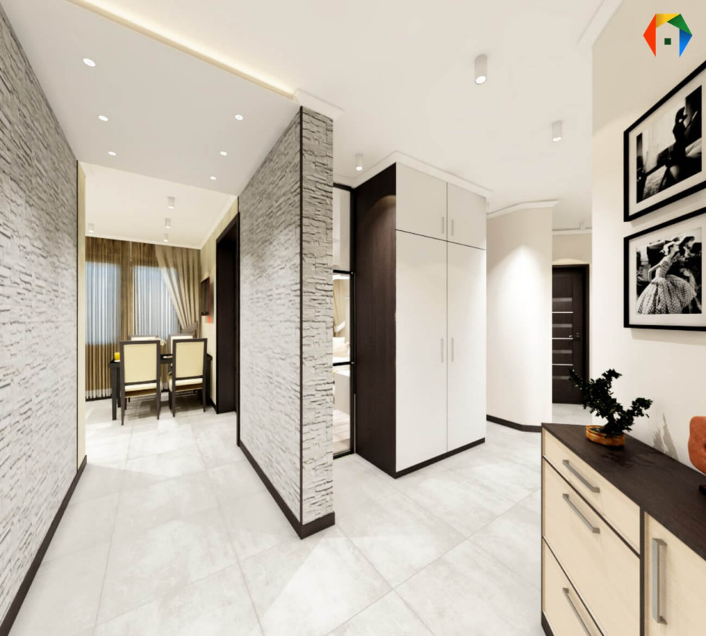 Сколковская. Дизайн-проект 3-комнатной квартиры, с коллажами и визуализацией в О