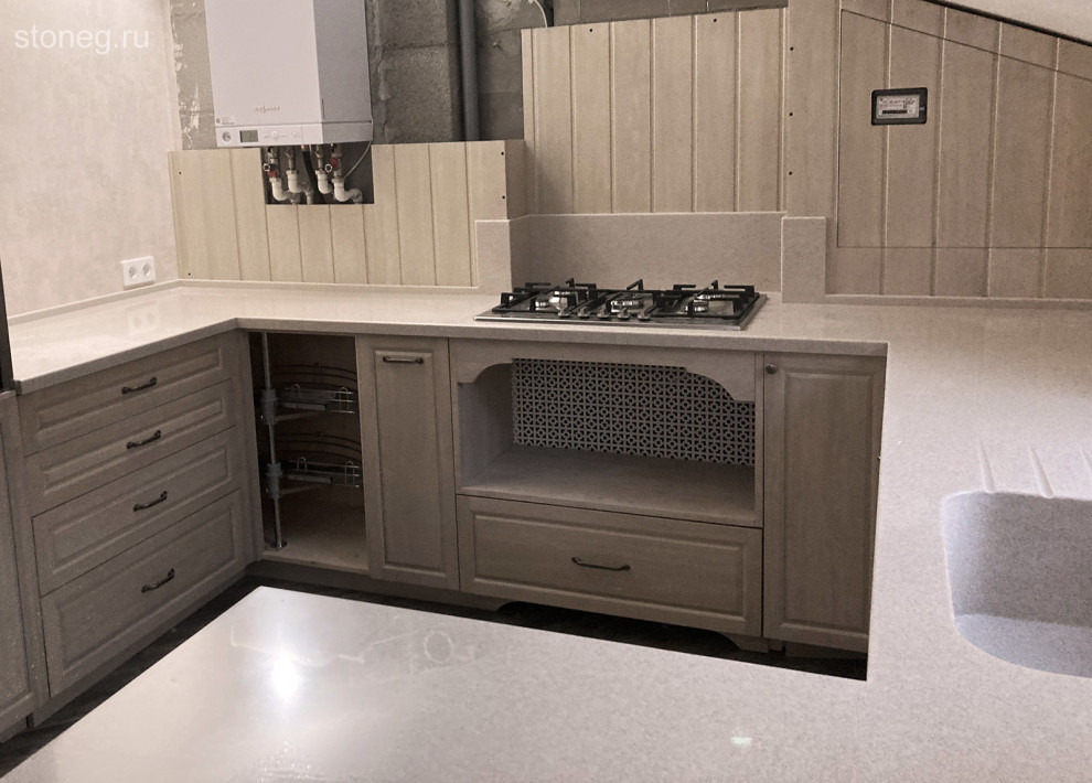 Hanex: столешница для кухни с высоким бортом из искусственного камня