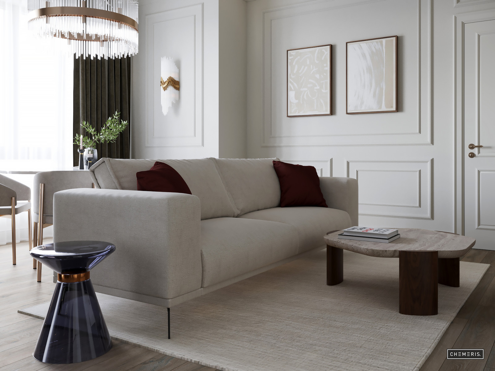 Обложка проекта: Молочно-белый неоклассический интерьер в Крылатском