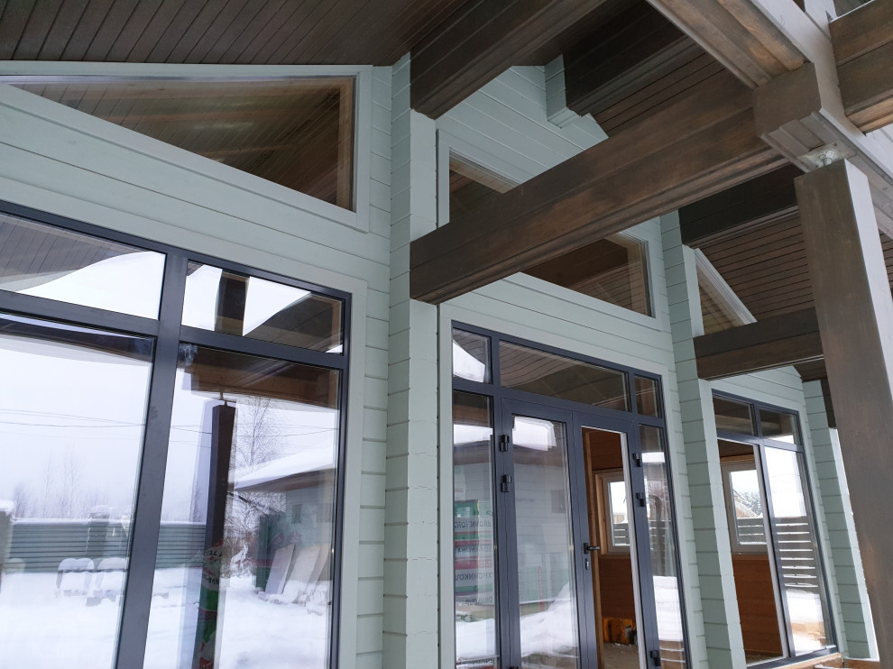 Обложка проекта: Одноэтажный дом из клееного бруса 168 м.кв.