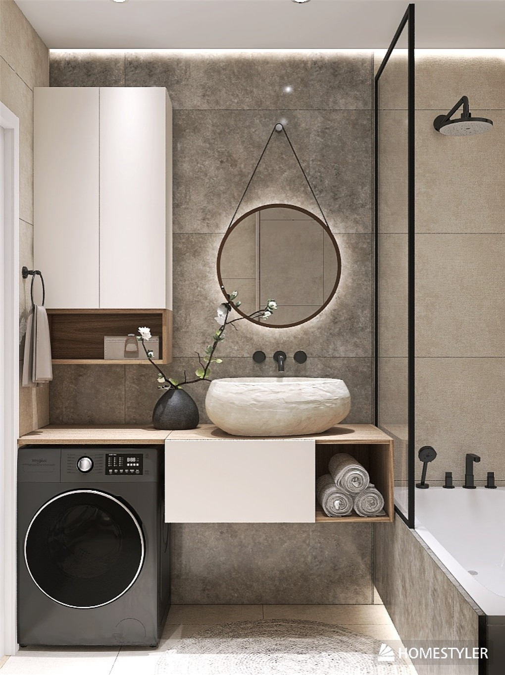 Обложка проекта: Ванная комната в стиле джапанди