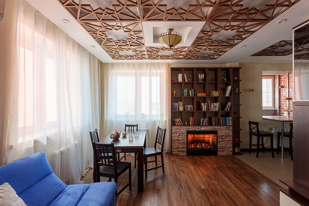 Дизайн трех-комнатной квартиры с элементами лофт и восточной культуры.