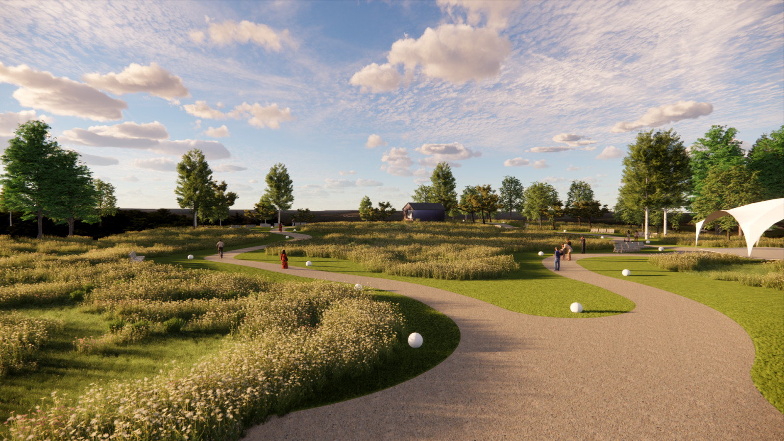 Ландшафтный парк в коттеджном поселке рядом с Тверью