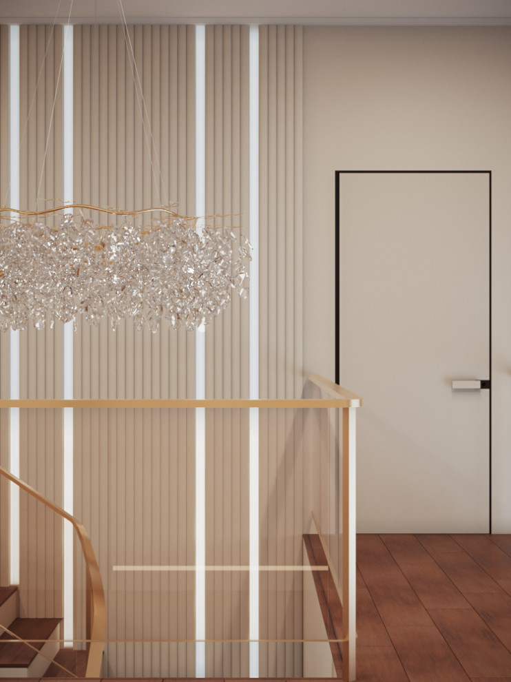 Обложка проекта: Входная зона, лестница и холл второго этажа