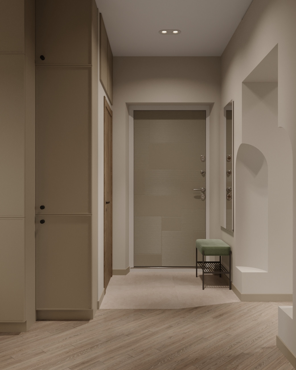 Современный дизайн интерьера в мягких, природных тонах