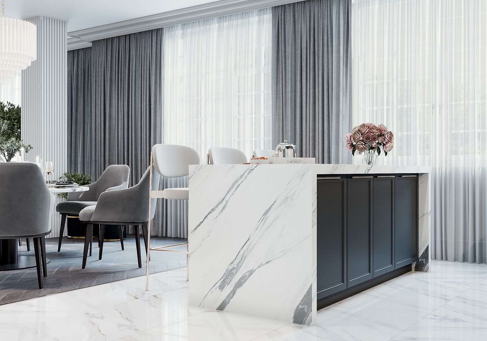 Светлая квартира в стиле неоклассика