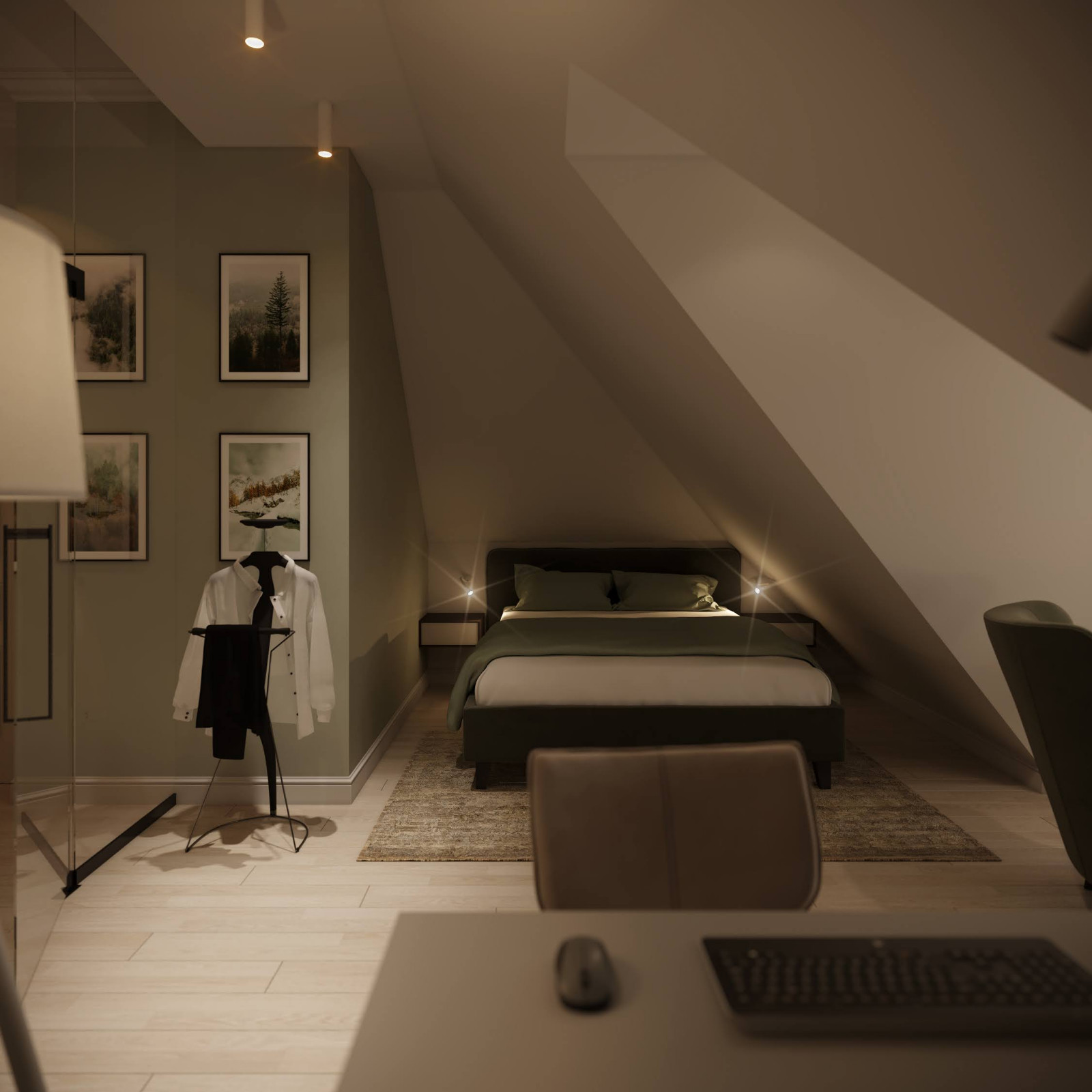 Кровать в нише с камерной подсветкой