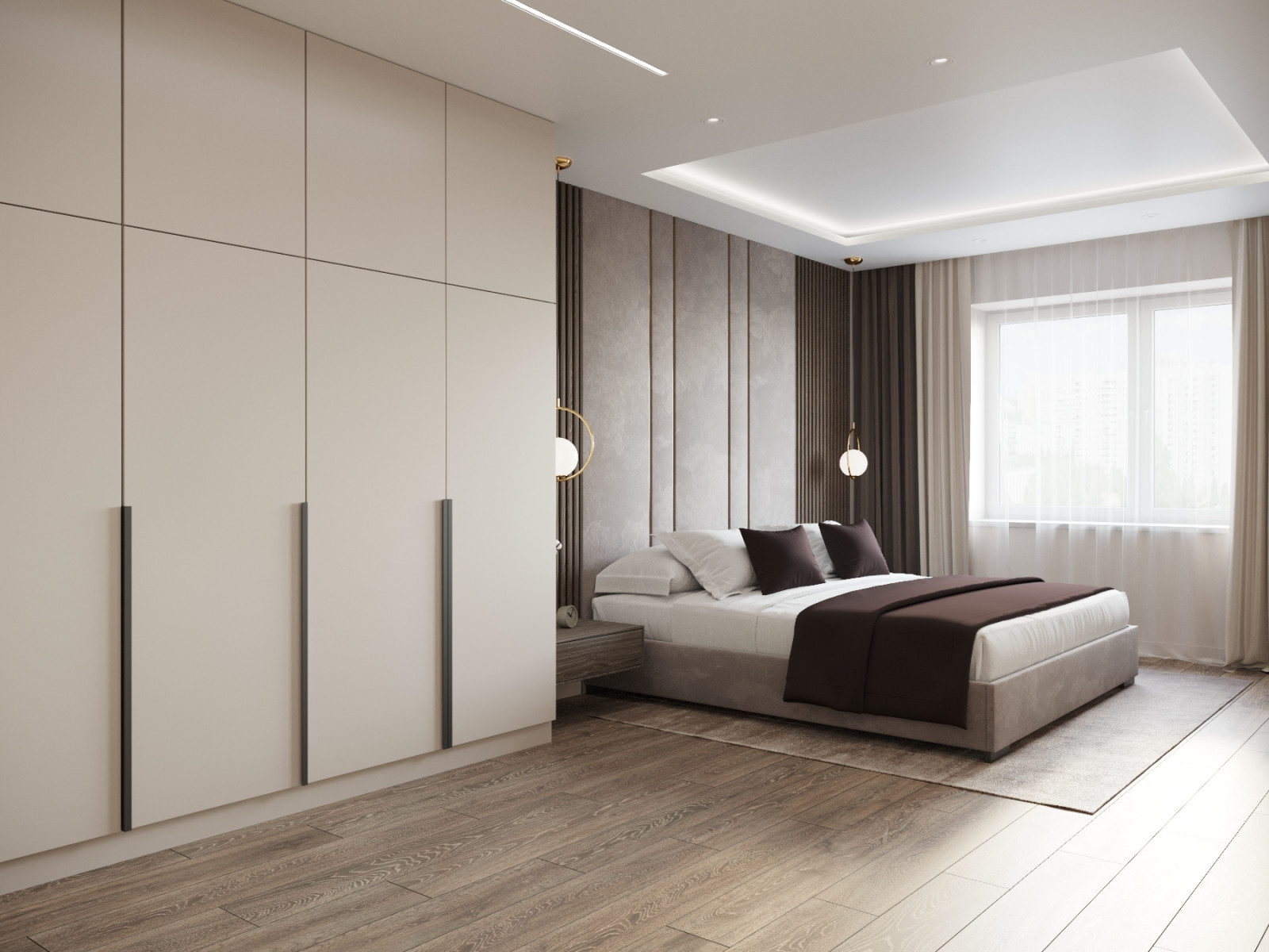 Спальня в бежевом цвете