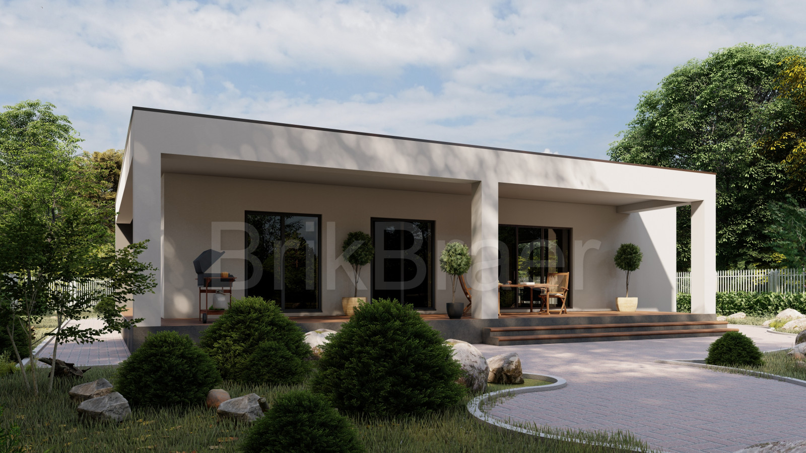 Проект дома №166 с плоской кровлей площадью 220 м2