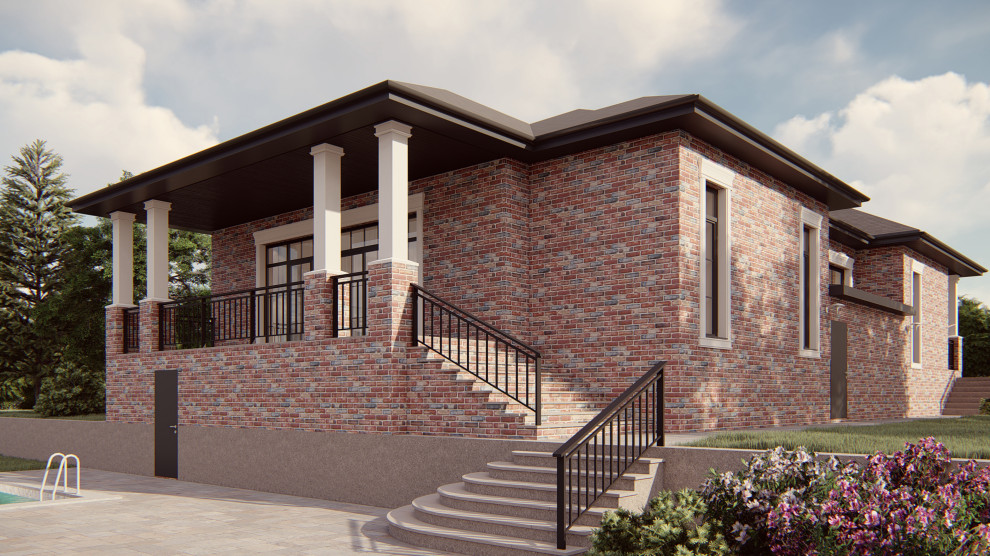 Одноэтажный дом с цокольным этажом