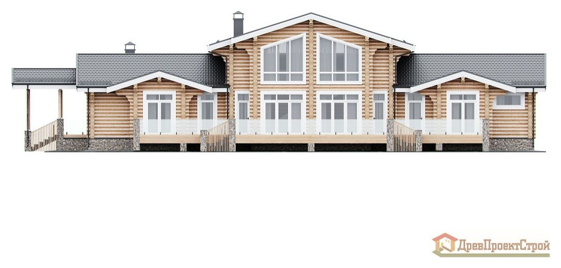 Дом из оцилиндрованных бревен 443,92м². Размеры 27400 х 15630.Проект № 307