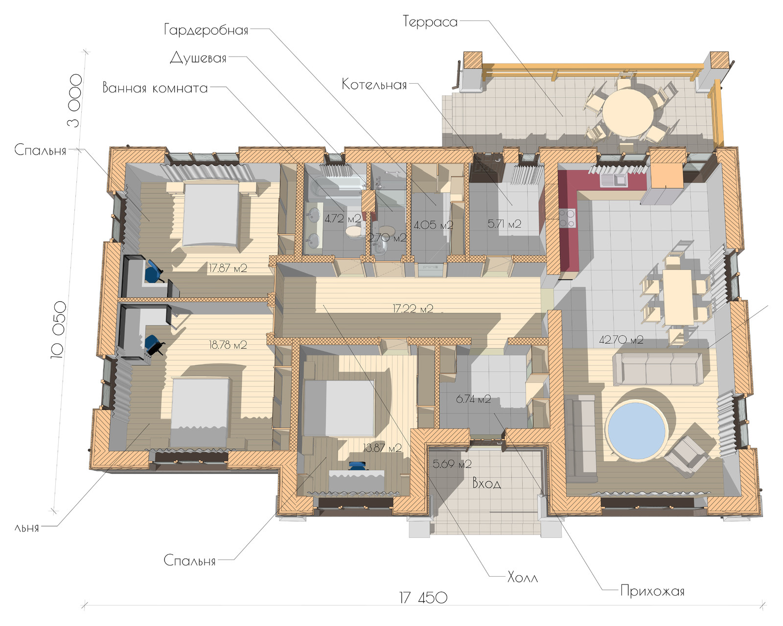 Одноэтажный дом в стиле прерий.