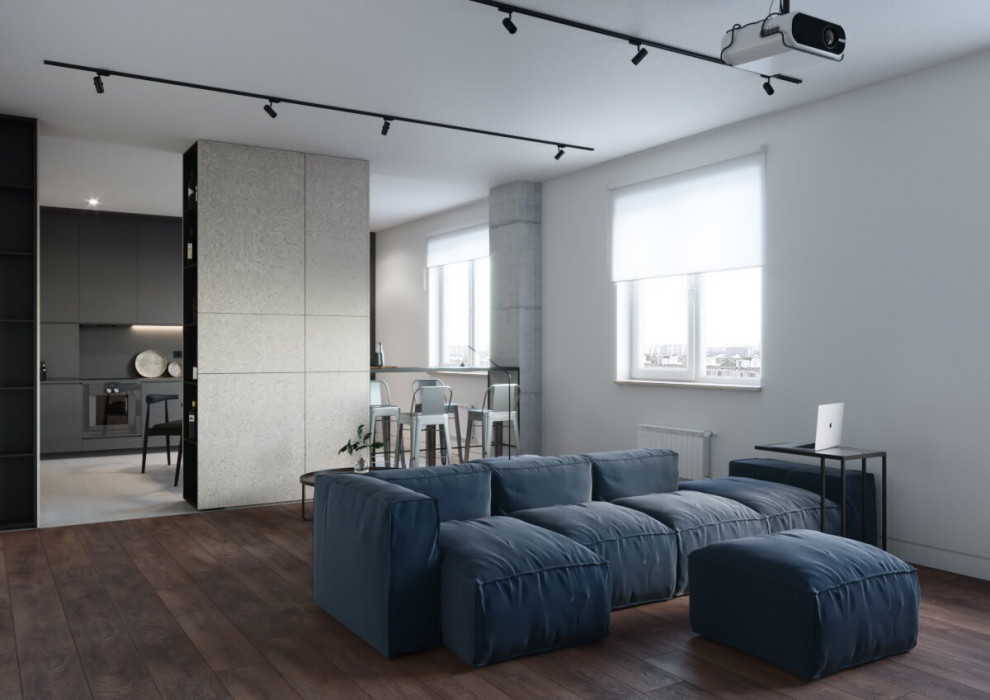 Гостиная и часть кухни