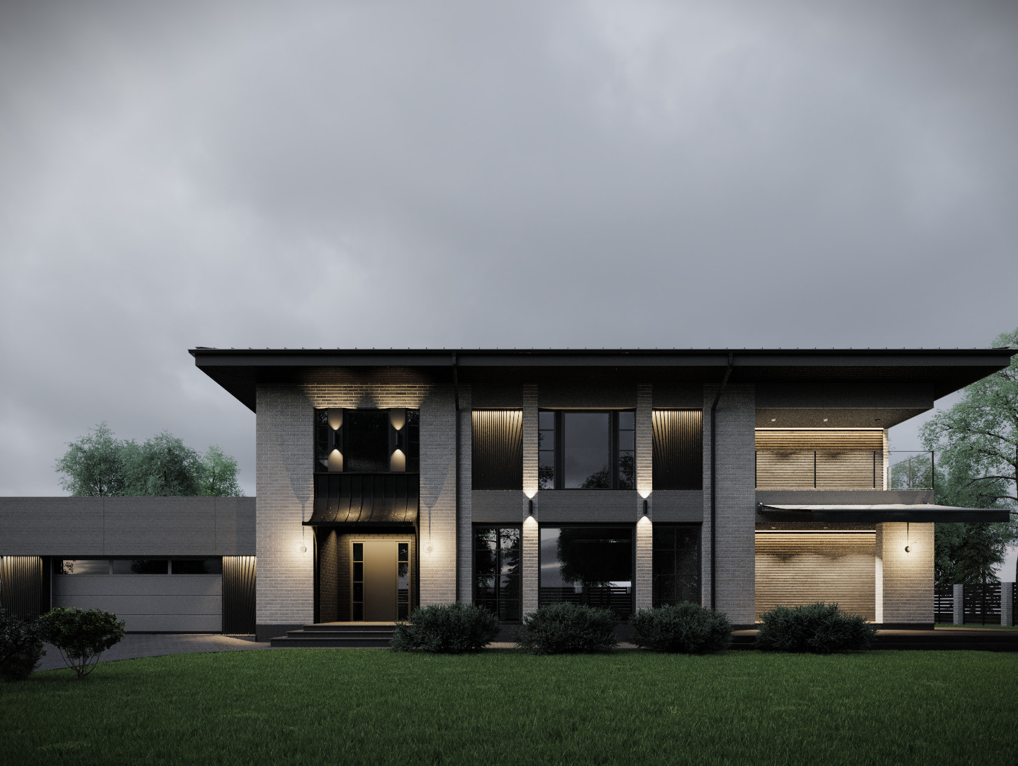 Загородный дом в стиле современный ар-деко