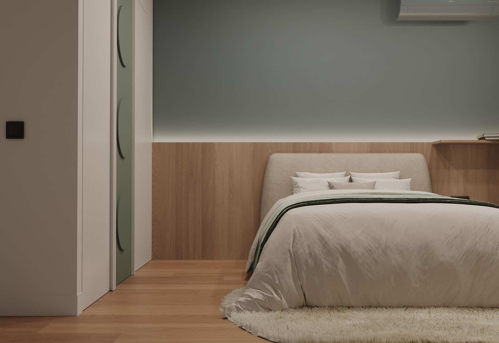 Современный интерьер с яркими акцентами и геометрическими формами