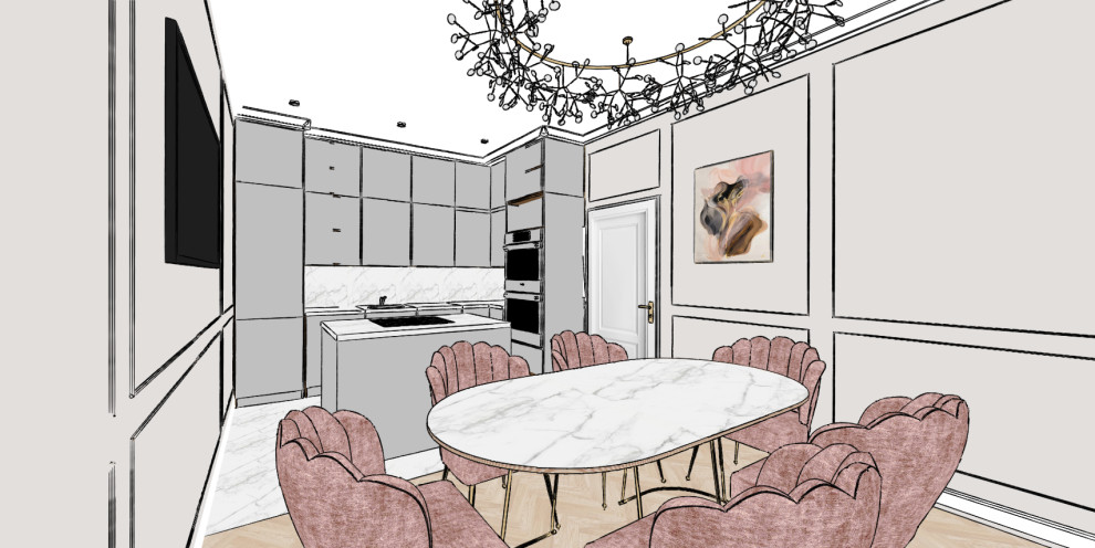 Обложка проекта: Скетчи квартиры в неоклассическом стиле