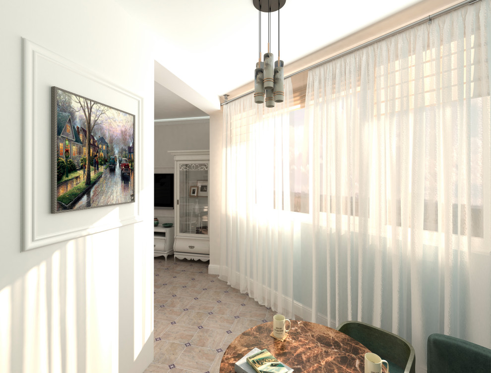 Совмещение кухни и гостиной, классика