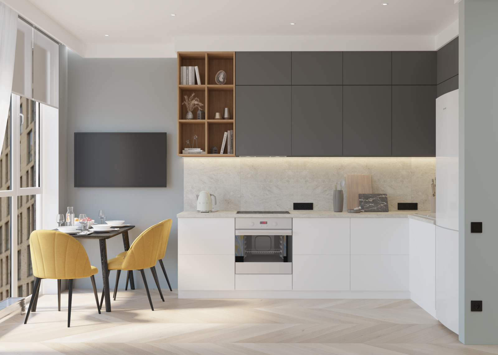 Квартира в ЖК "Хорошевский"_кухня-гостиная