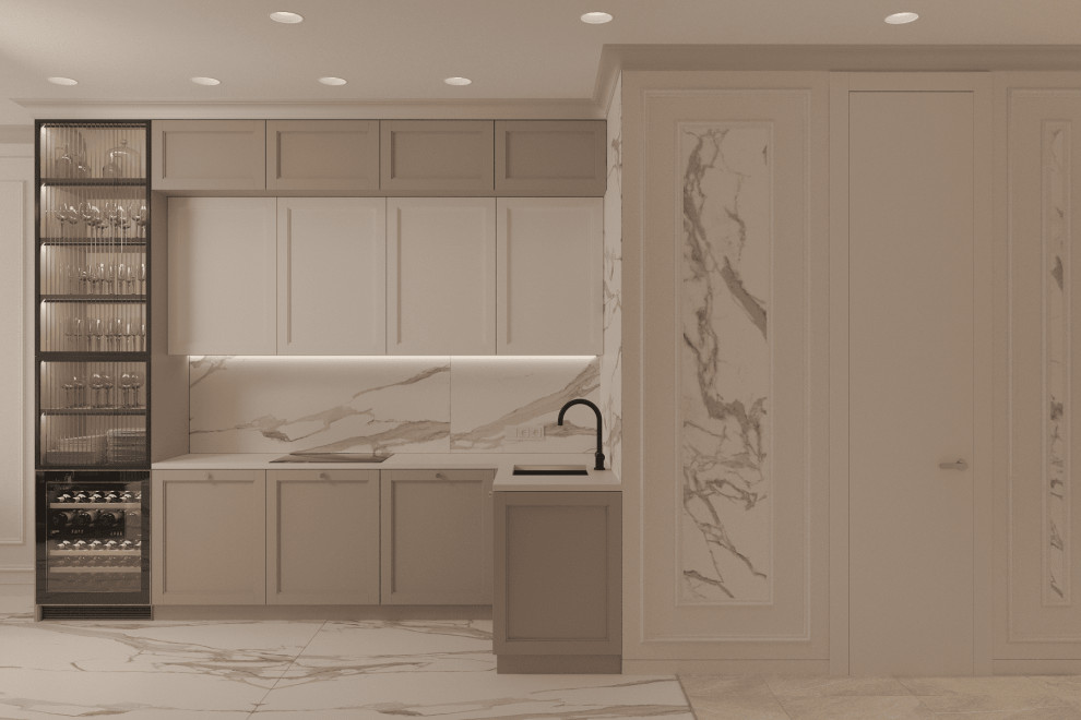 Просторная квартира в нежных оттенках со стильными элементами декора