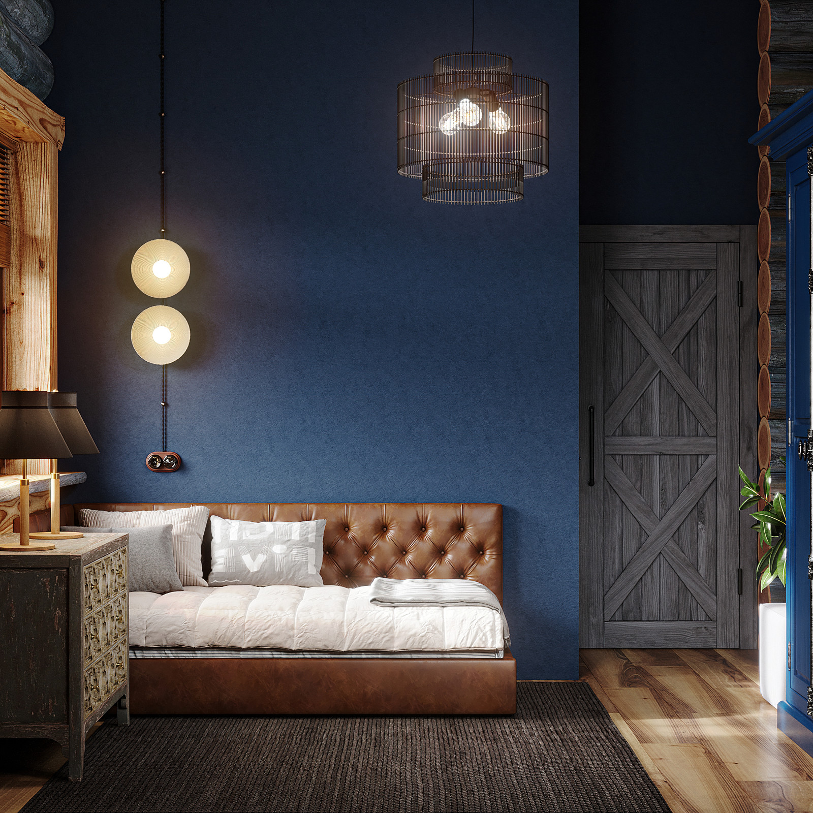 Дом из кело для рыбалки. Гостевая спальня