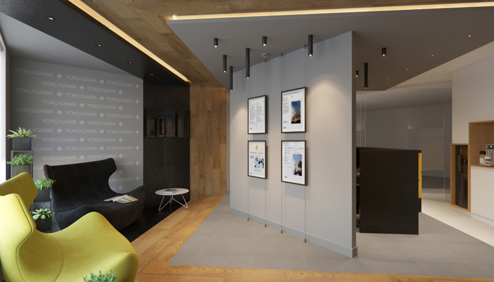 Дизайн приемной зоны в офисе Yokogawa Electric