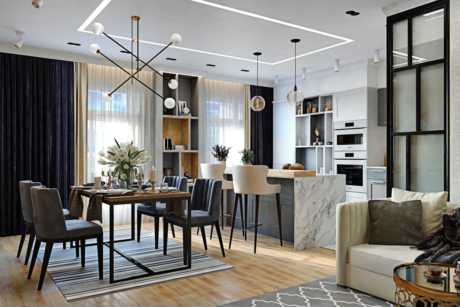 Тридцать оттенков серого в интерьере квартиры ЖК "Сердце Каспия"