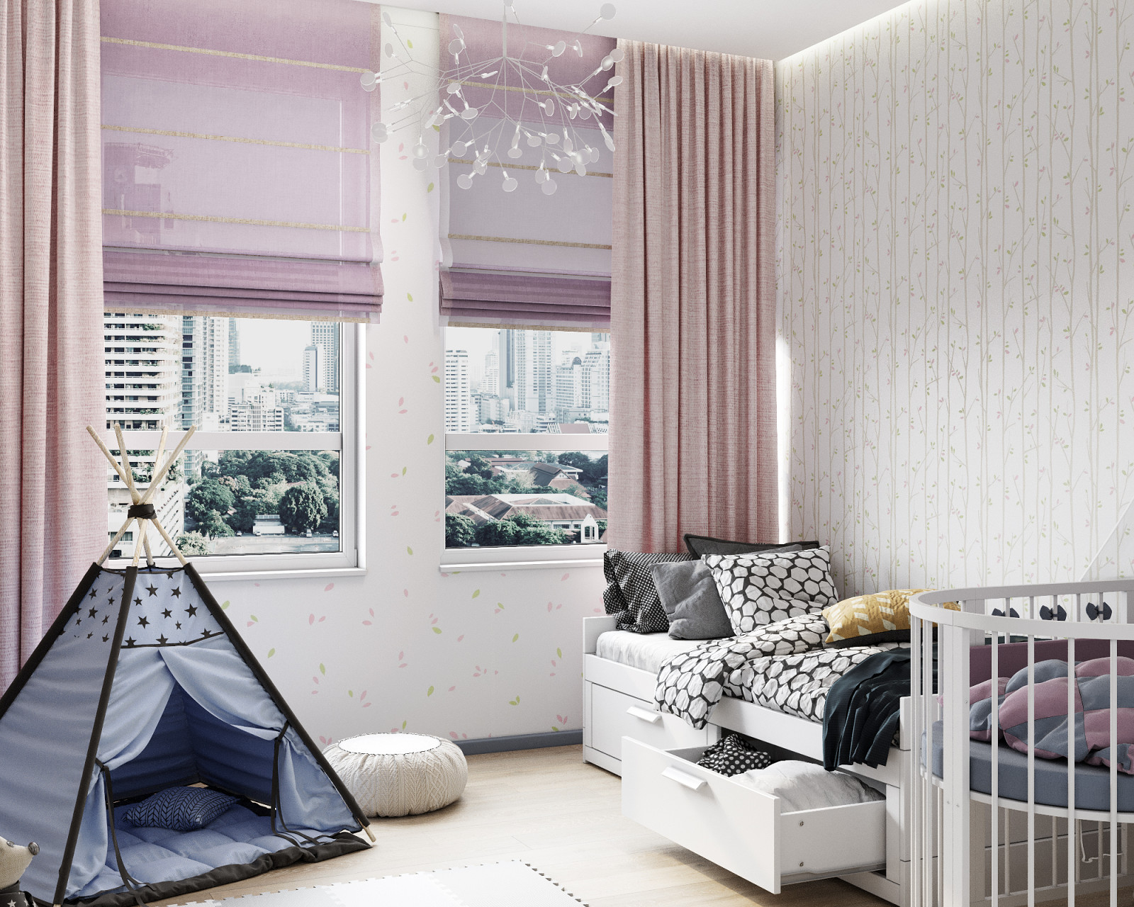 Дизайн двухкомнатной квартиры 44 м2