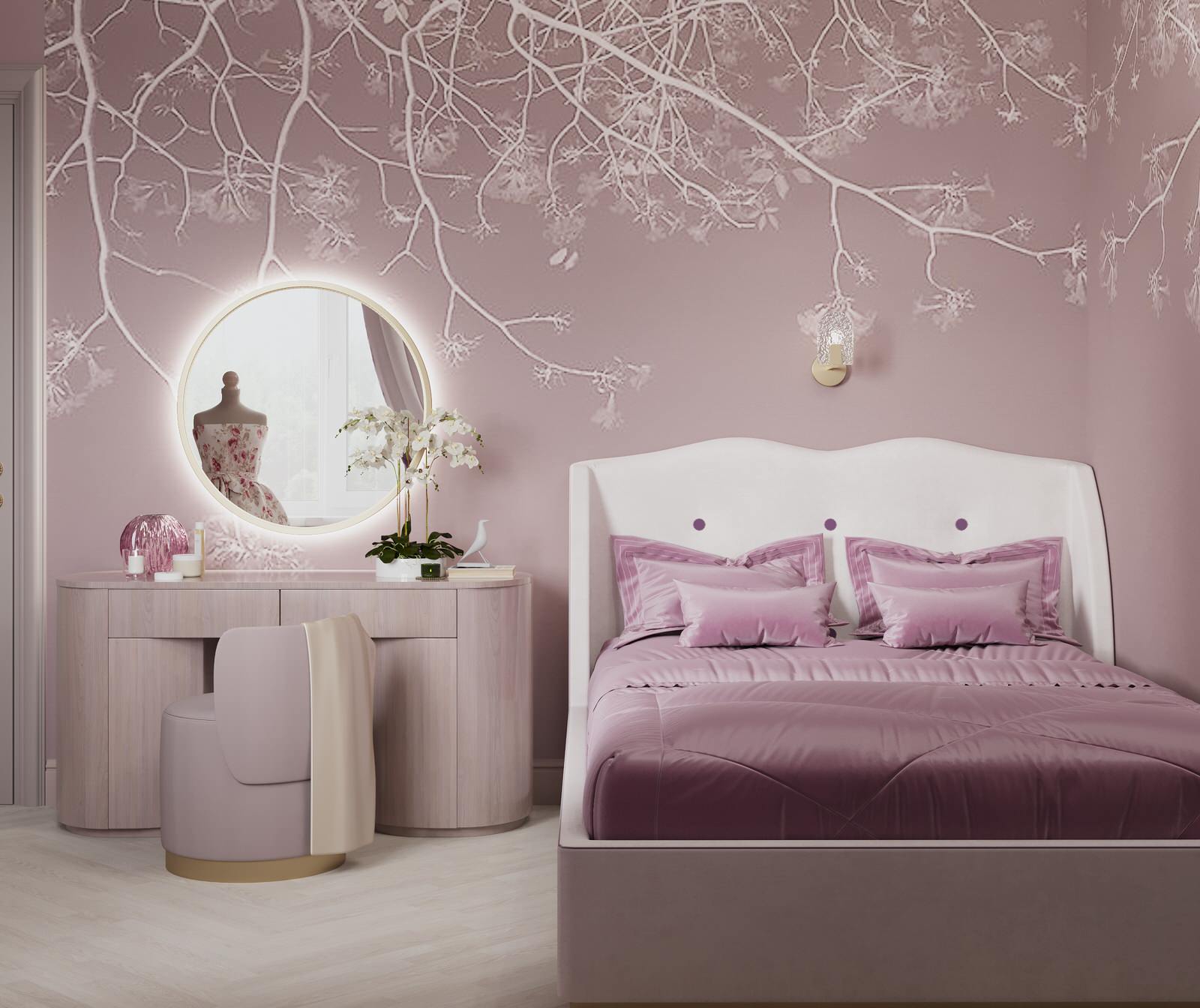 Обложка проекта: Нежно-розовая спальня для юной девушки