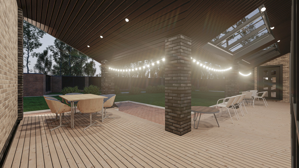 Жилой дом с мансардой, пристроенным банным комплексом и гаражным комплексом