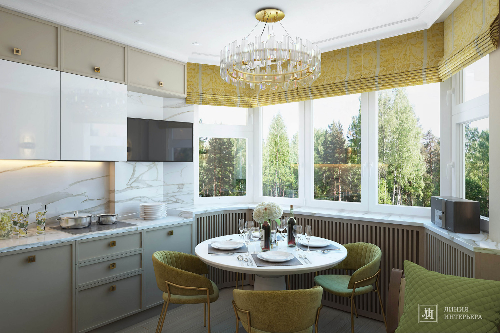 Дизайн кухни в доме П44