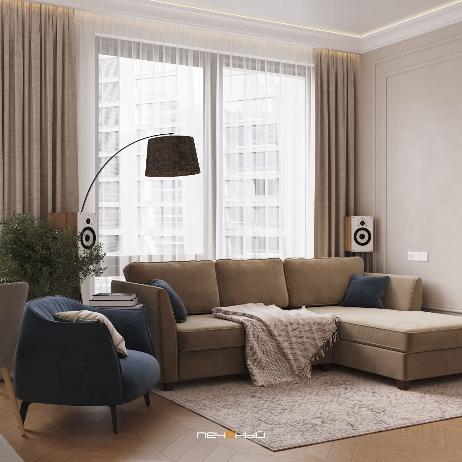 2024 Дизайн 3-комн. квартиры в стиле неоклассика, 74 м², Москва, ЖК ILove