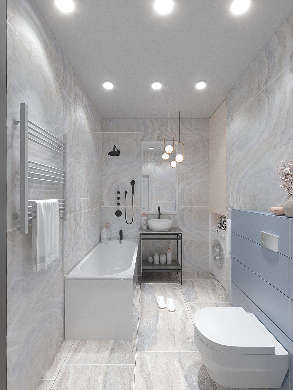 Ванная комната в голубых тонах