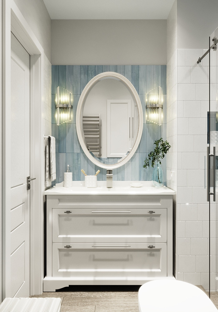 Душевая в голубых тонах