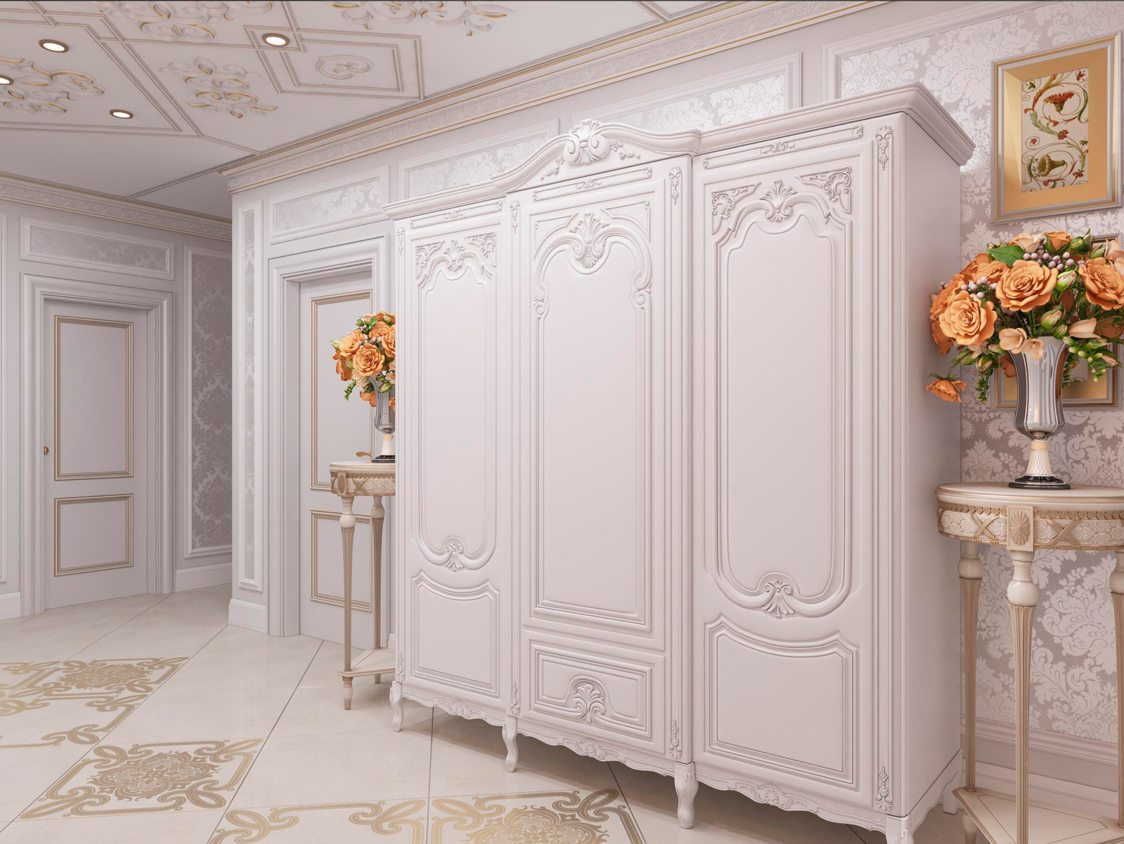 Классический интерьер с элементами греческого стиля