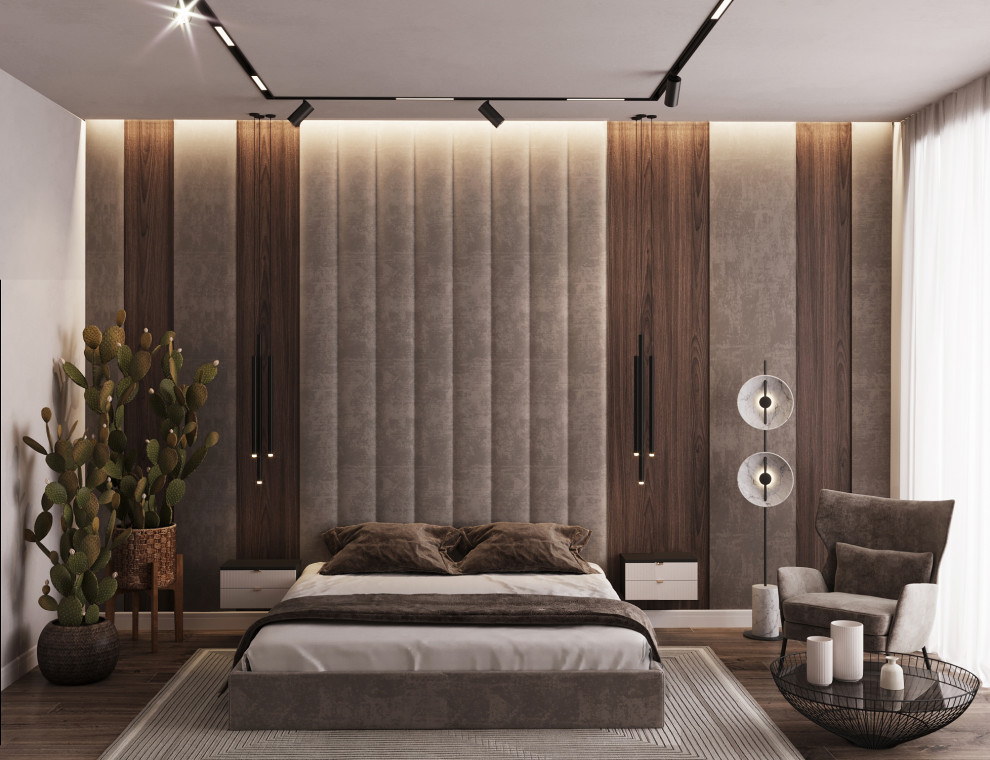 Обложка проекта: Дизайн спальни, привлекательным элементом служат кактусы.