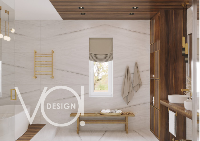 Загородный дом: кухня, гостиная и гостевой санузел