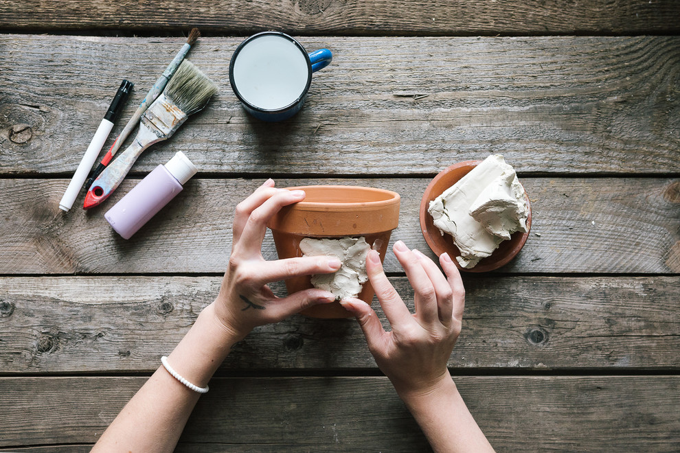 DIY: Горшки из глины с неожиданным декором